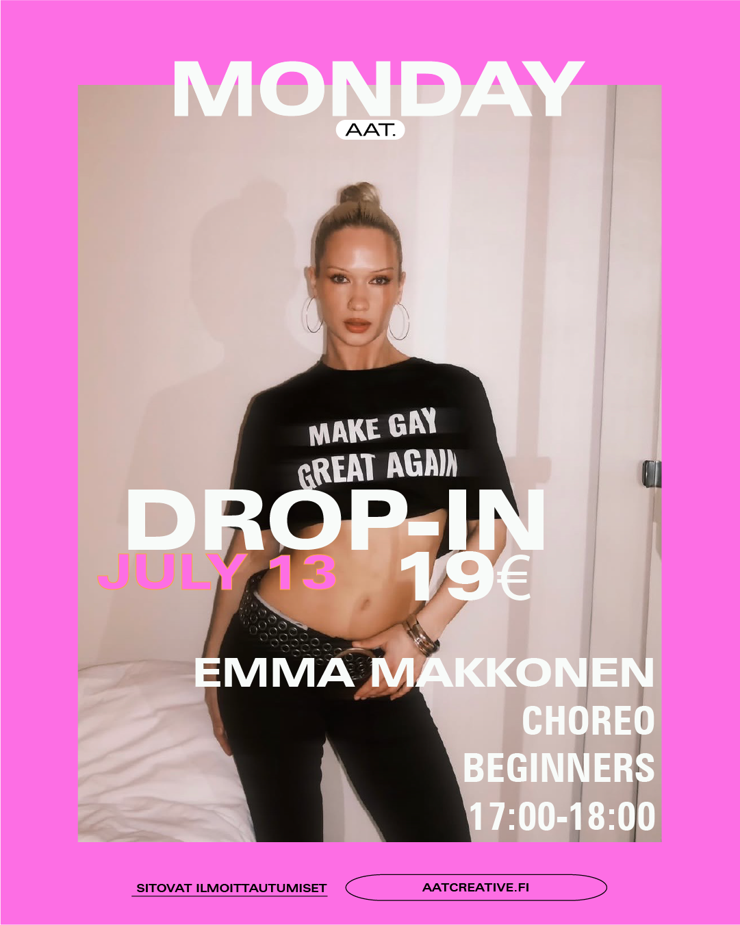 HKI JULY DROP-IN MONDAY 13.7.2026 / Choreo Beginners 17:00-18:00 Emma Makkonen BOX
