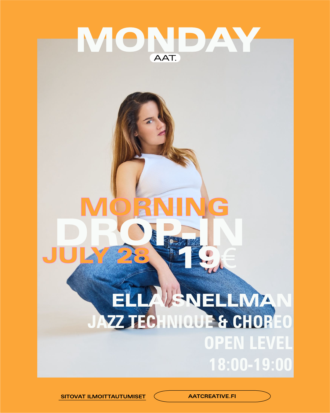 HKI JULY DROP-IN TUESDAY MORNING 28.7.2026 / Jazz Technique & Choreo Open level 10:00-11:00 Ella Snellman BOX