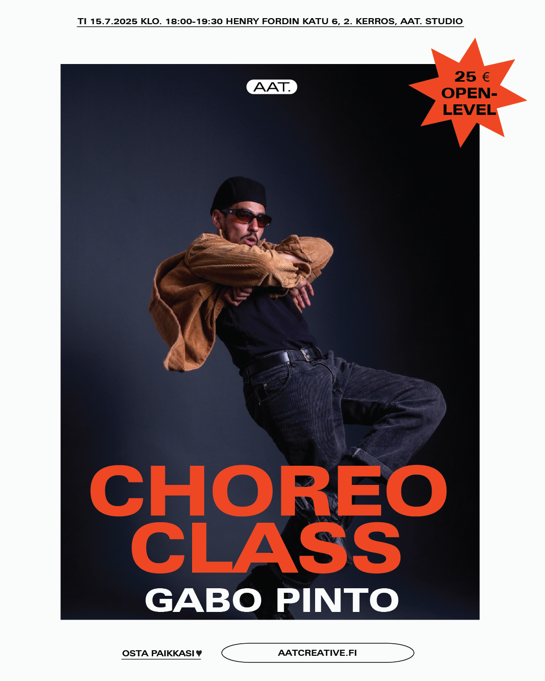 CHOREO CLASS / Open level / Gabo Pinto 15.7.2025 18:00-19:30
