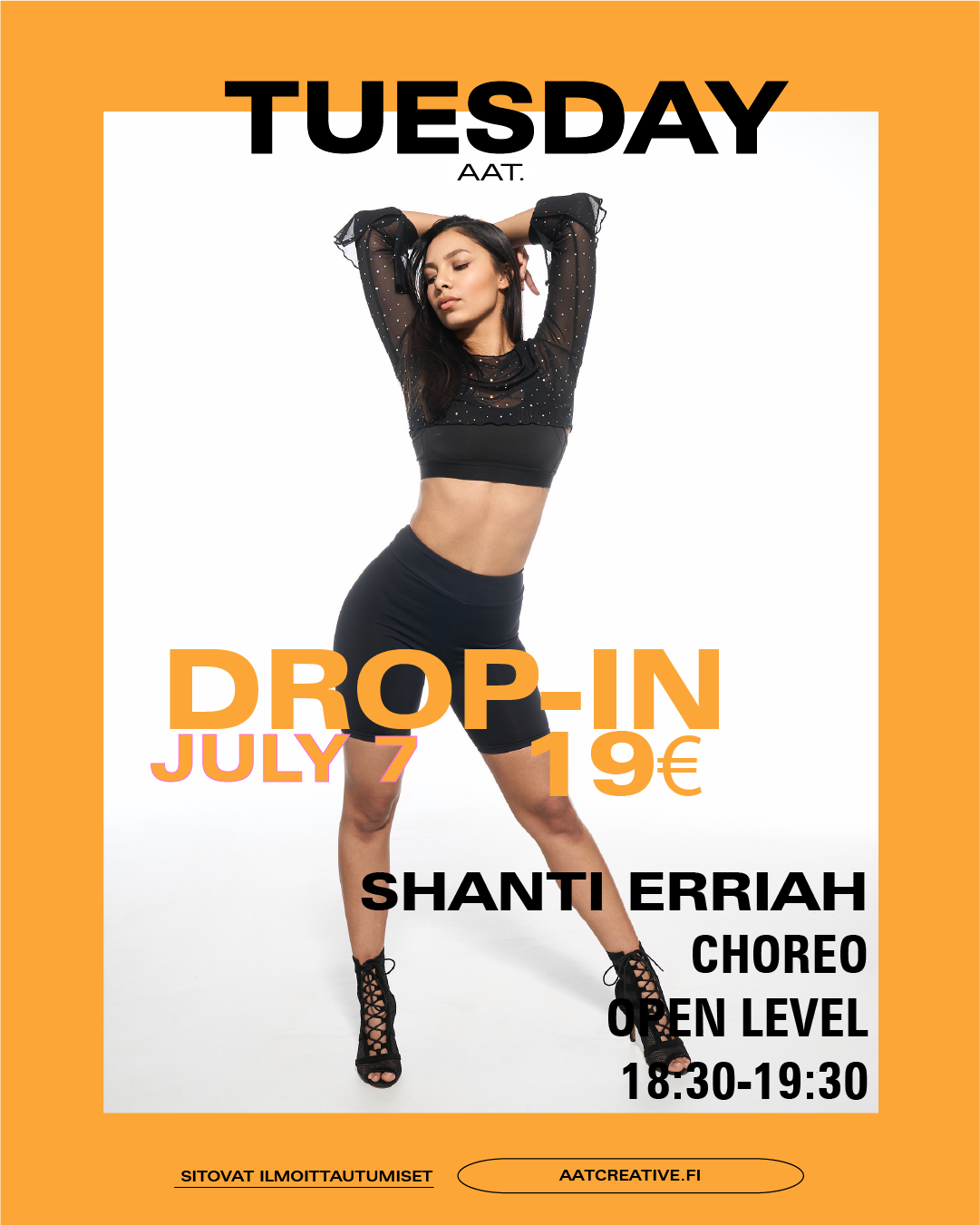 TAMPERE JULY DROP-IN TUESDAY 7.7.2026 / Choreo Open level 18:30-19:30 Shanti Erriah
