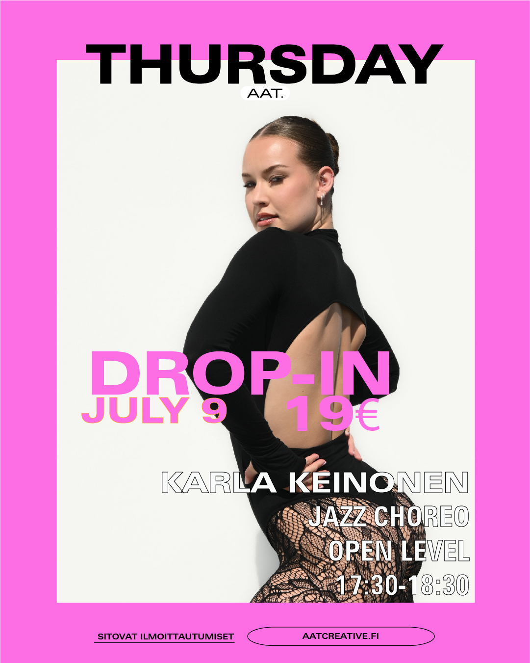 TAMPERE JULY DROP-IN THURSDAY 9.7.2026 / Jazz Choreo Open level 17:30-18:30 Karla Keinonen