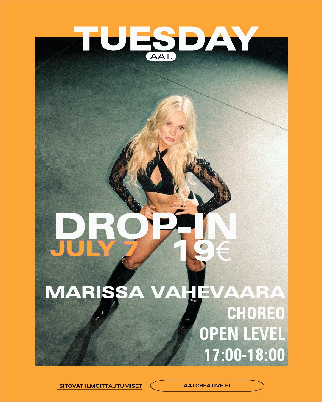 HKI JULY DROP-IN TUESDAY 7.7.2026 / Choreo Open level 17:00-18:00 Marissa Vahevaara BOX