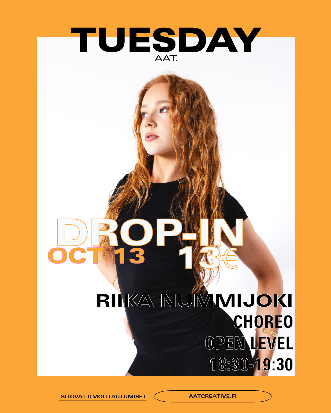 TRE AUTUMN BREAK DROP-IN TUESDAY 13.10.2026 / Choreo Open level 18:30-19:30 Riika Nummijoki