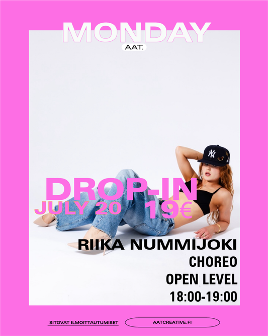 HKI JULY DROP-IN MONDAY 20.7.2026 / Choreo Open level 18:00-19:00 Riika Nummijoki BOX