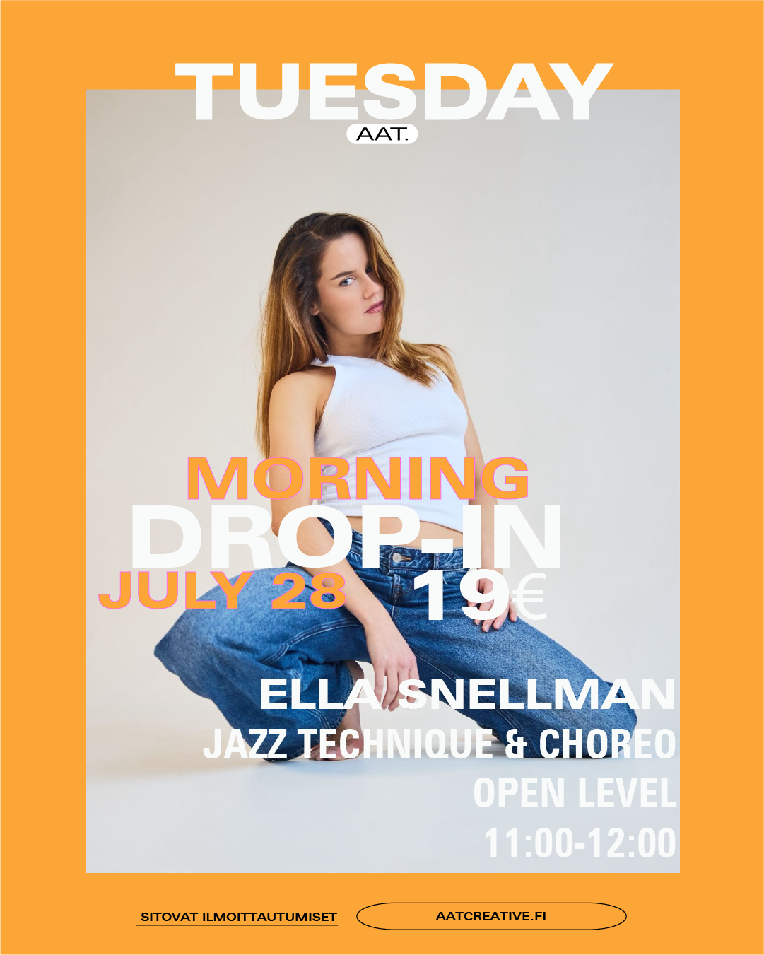 HKI JULY DROP-IN TUESDAY MORNING 28.7.2026 / Jazz Technique & Choreo Open level 11:00-12:00 Ella Snellman BOX