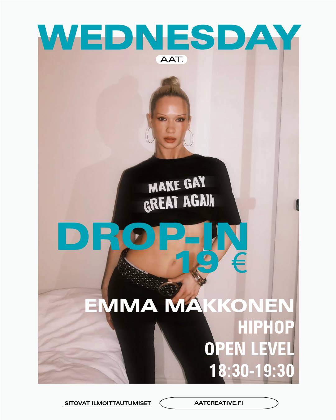HELSINKI DROP-IN / Hiphop Open level / Emma Makkonen / 18:30–19:30 BOX