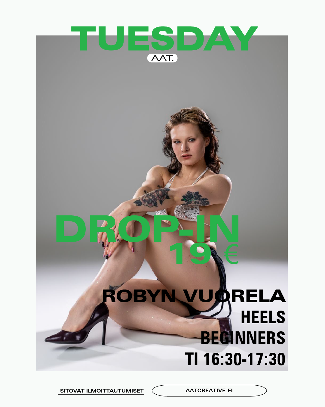 HELSINKI DROP-IN / Heels Beginners / Robyn Vuorela / 16:30–17:30 BOX