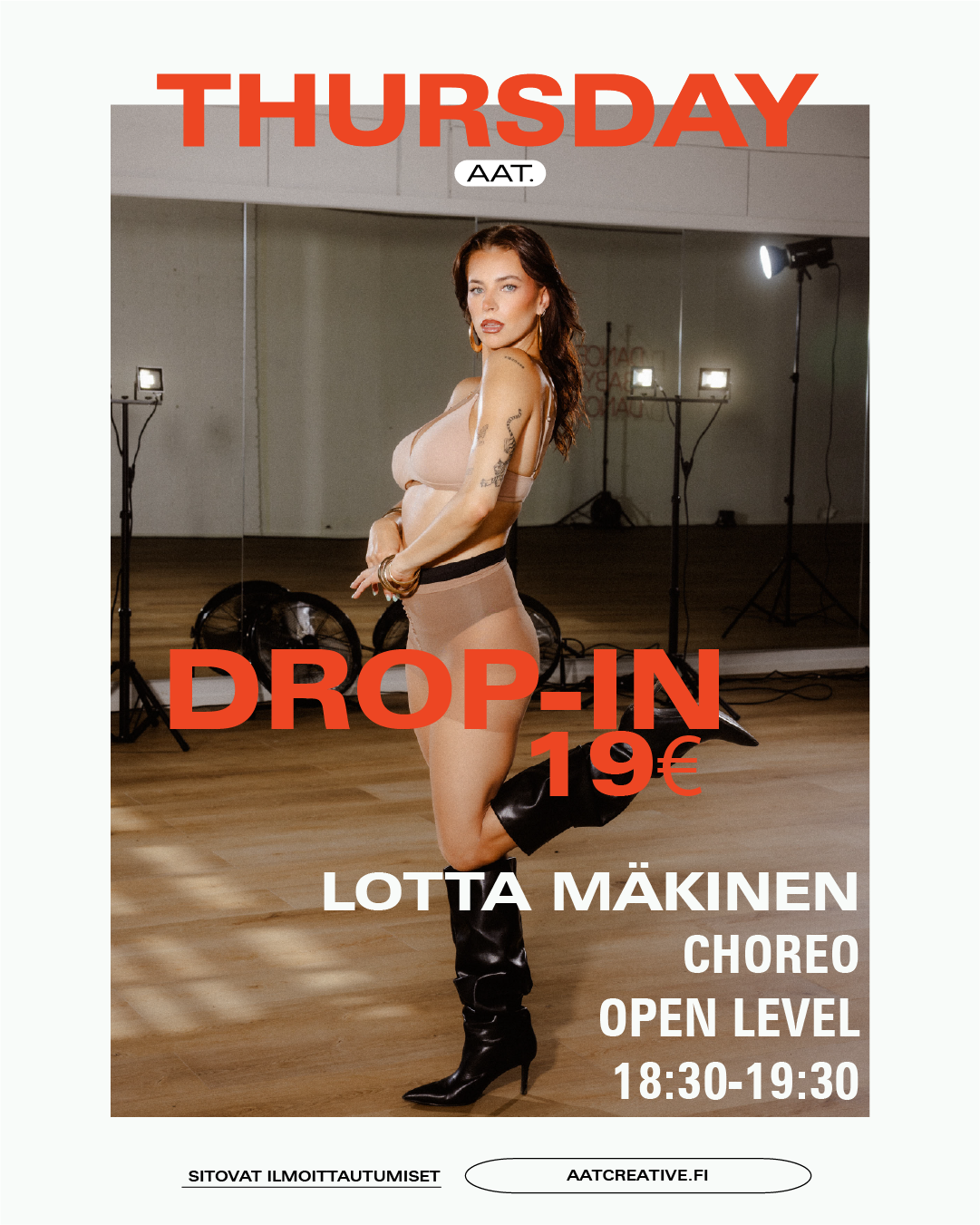 DROP-IN / Thursday / Choreo Open level 18:30-19:30 Lotta Mäkinen BOX