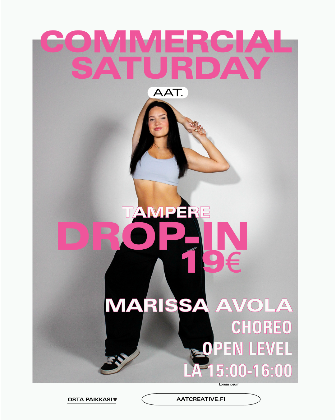 TAMPERE COMMERCIAL SATURDAY 26.9.2026 / Open level / klo. 15-16 Marissa Avola