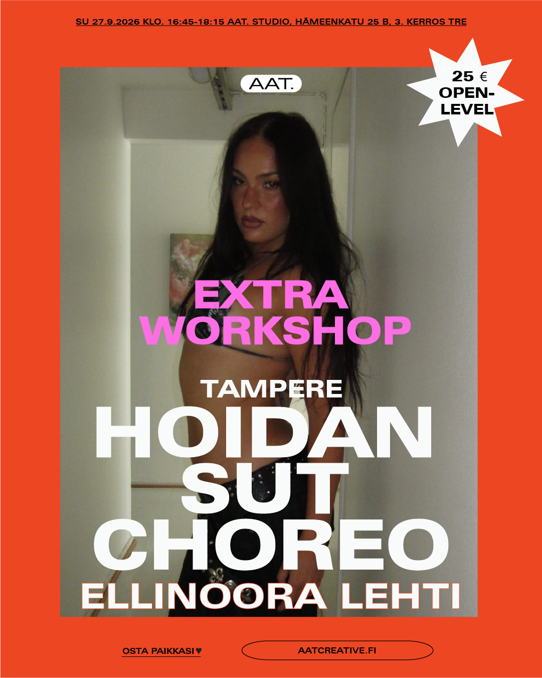 EXTRA WORKSHOP TRE / Hoidan Sut Choreo / Open level su 27.9.2026 klo. 16:45-18:15 / Ellinoora Lehti