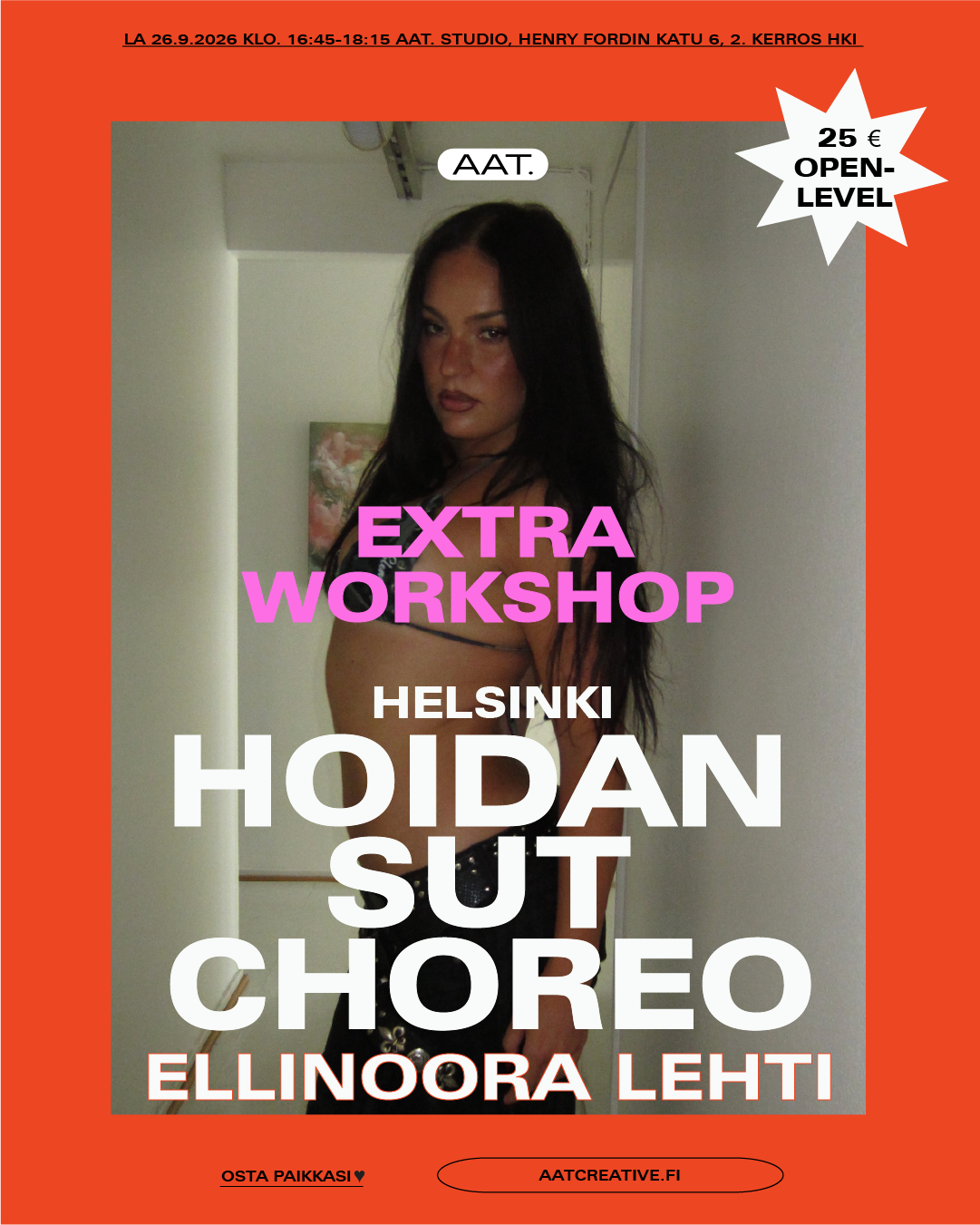 EXTRA WORKSHOP HKI / Hoidan Sut Choreo / Open level la 26.9.2026 klo. 16:45-18:15 / Ellinoora Lehti