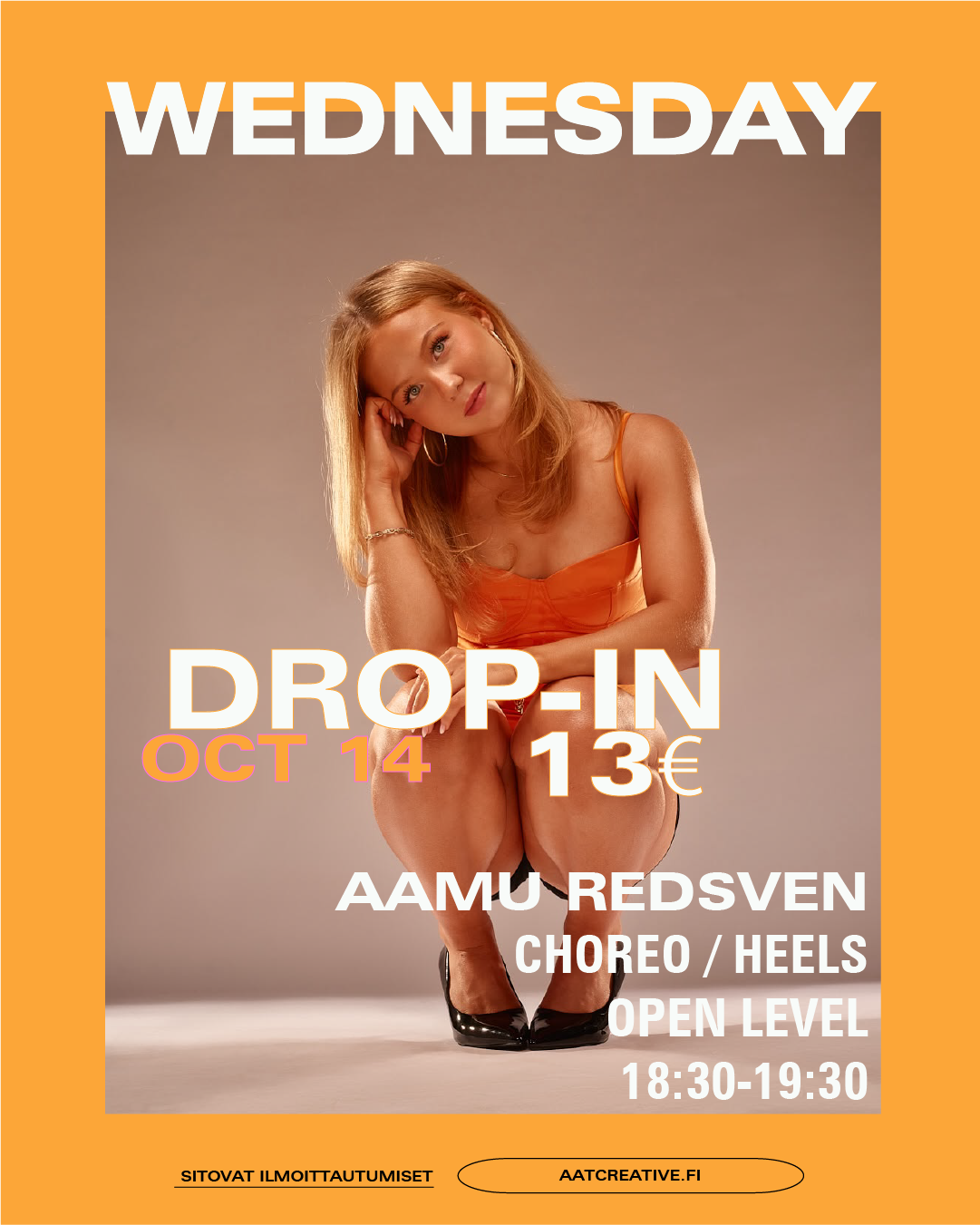 HKI AUTUMN BREAK DROP-IN WEDNESDAY 14.10.2026 / Choreo Open level 18:30-19:30 Aamu Redsven BOX