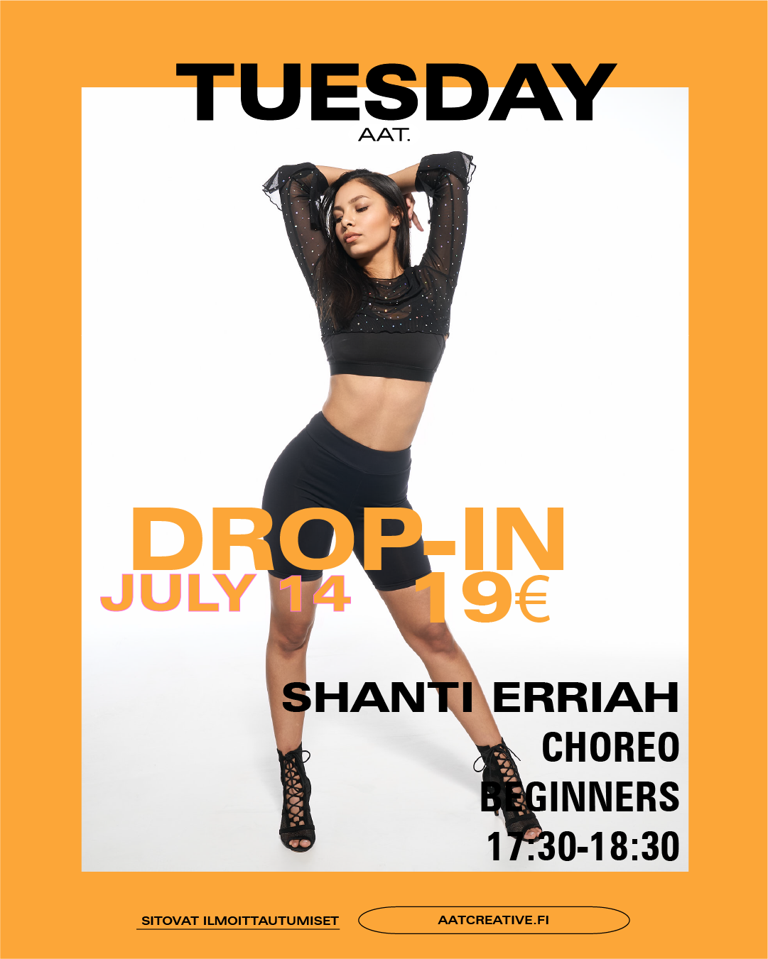 TAMPERE JULY DROP-IN TUESDAY 14.7.2026 / Choreo Beginners 17:30-18:30 Shanti Erriah