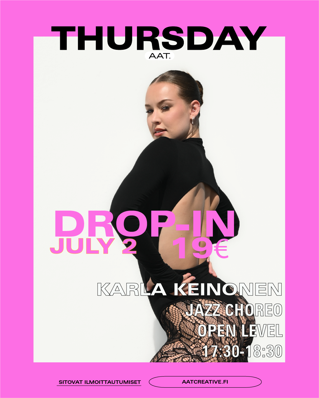 TAMPERE JULY DROP-IN THURSDAY 2.7.2026 / Jazz Choreo Open level 17:30-18:30 Karla Keinonen